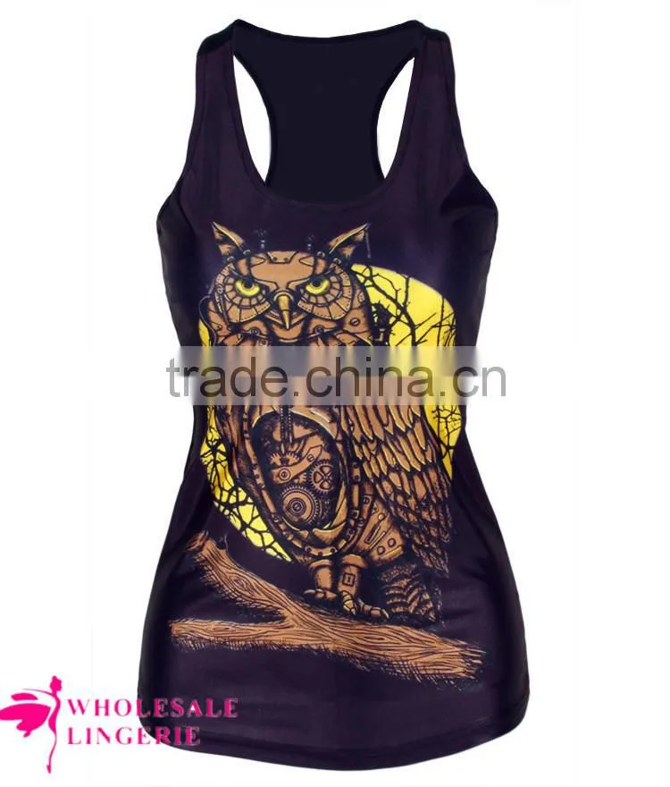 Cheap ladies tank top Black Sexy Womens Jellyfish Printed Cute Tank Top BX112