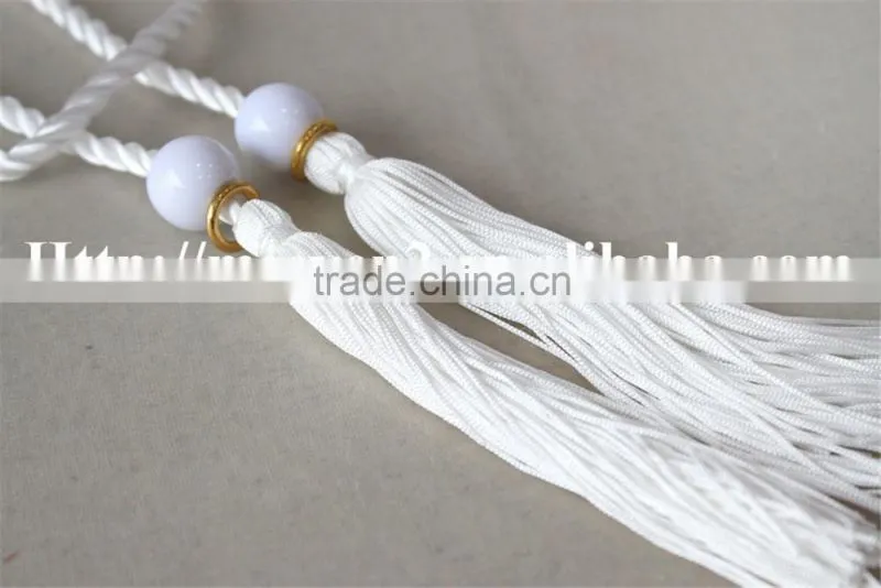 100% polyester tassels in white color long tassels for clothing