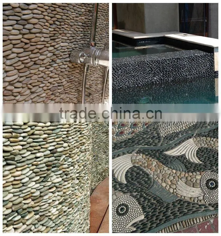 Polished Shiny Ivory Washed River Stone Red Pebble Stone Floor