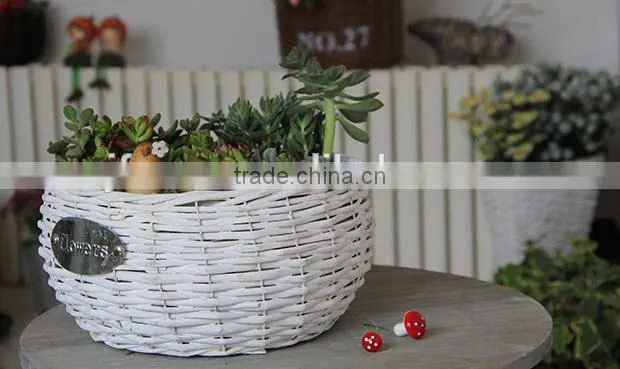 Handmade wicker woven flower pot garden flower basket