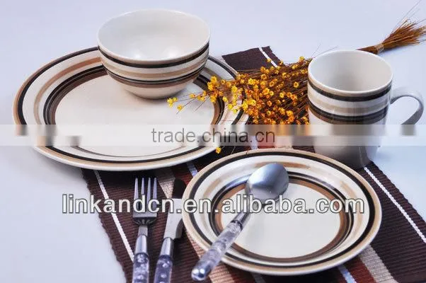 KC-00176/ceramic round dinner set/chocolat lace design