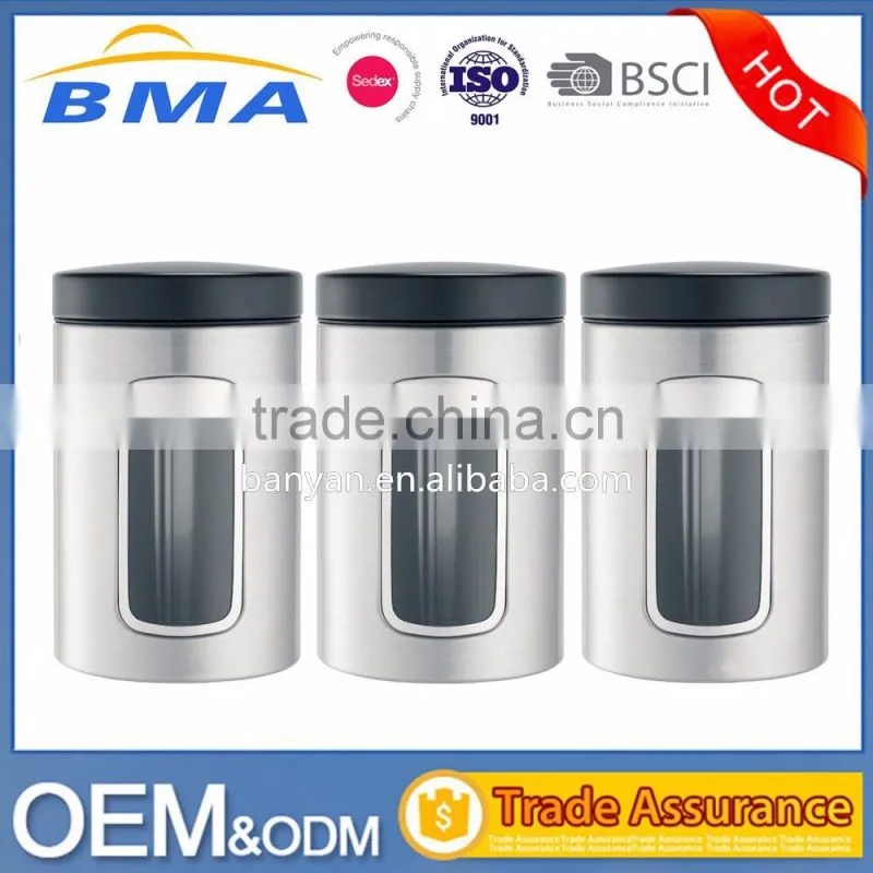 Amazon Top Sale Stainless Steel Highly Polished Tea Coffee Sugar Canisters