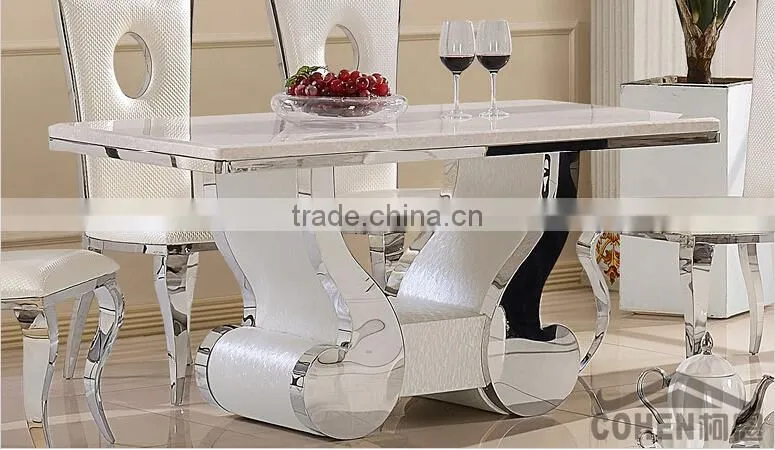 2014 / 2015 fashion stainless steel dining table with marble