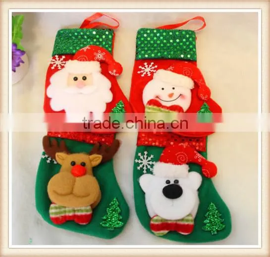 6Pcs/set Christmas Stocking Hanger Ornament Socks For Decoration Xmas Tree Gift