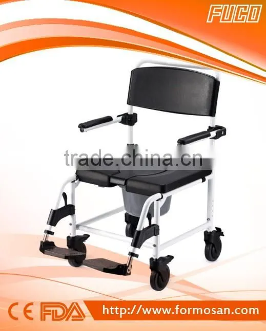 LIGHT WEIGHT ATTENDANT SHOWER CHAIR/COMMODE CHAIR