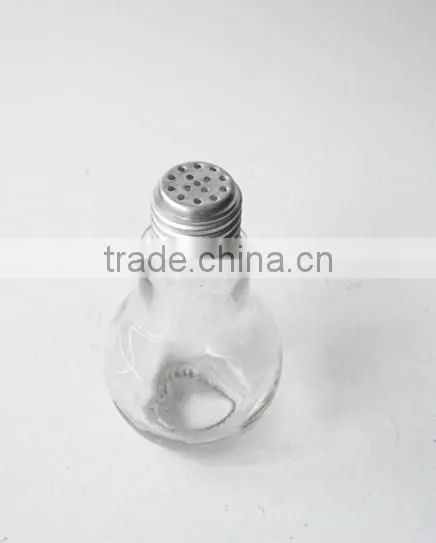 bulb shape glass spice packaging jar bottle with silver hole lid