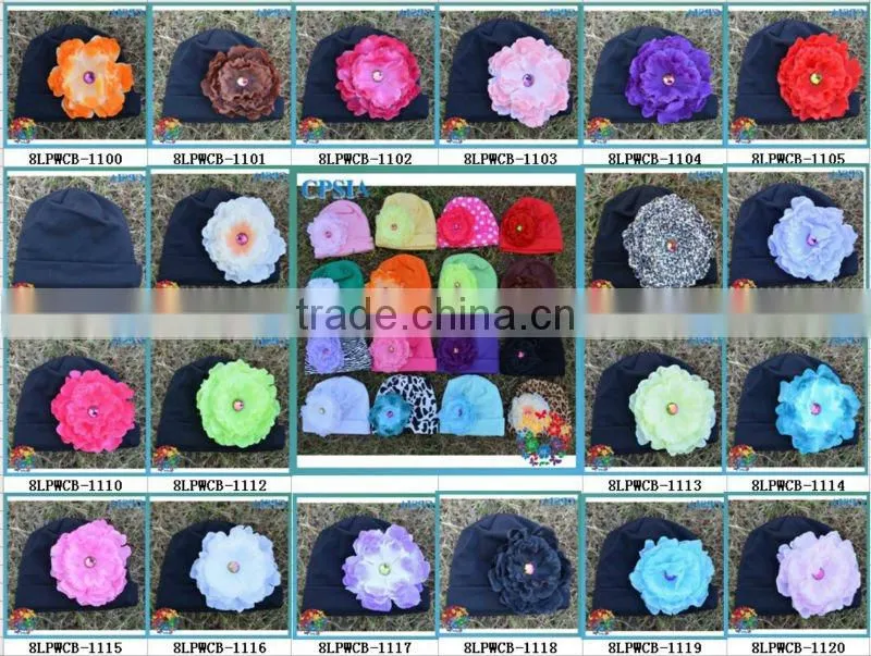 baby winter hat Toddler Cotton knit beanie with peony flower