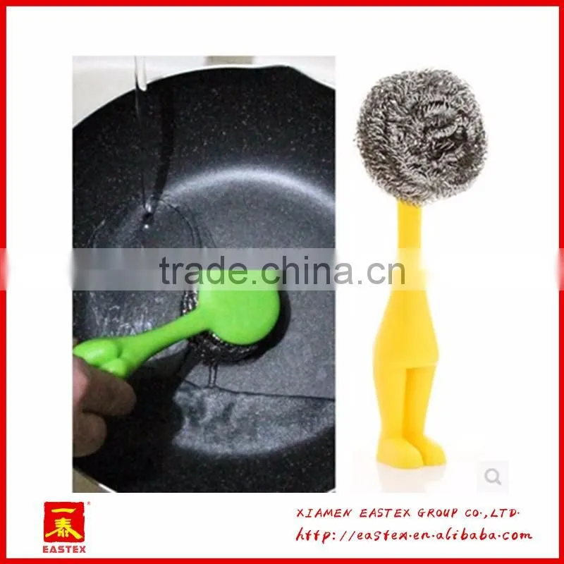 Cute man shaped plastic PP and steel wire made Kitchen pan cleaning brush