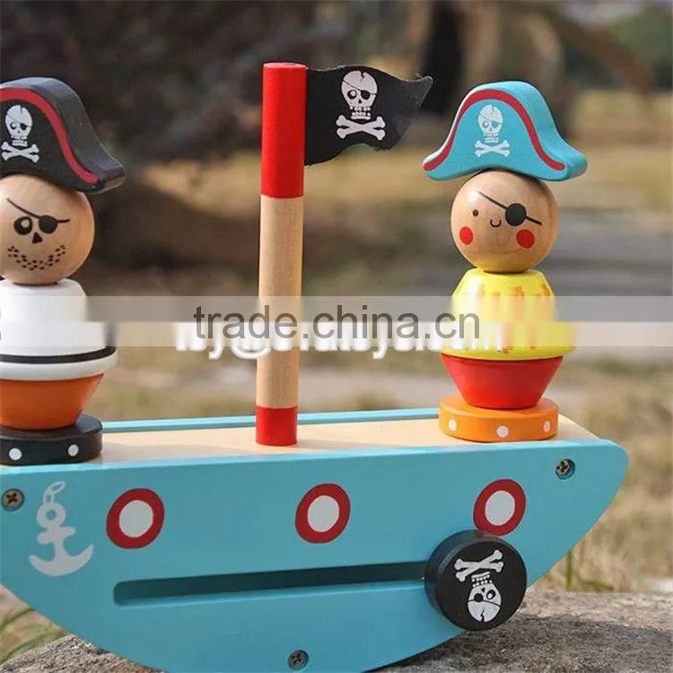 New design pirate toy wooden stacking balance blocks for kids W11F056