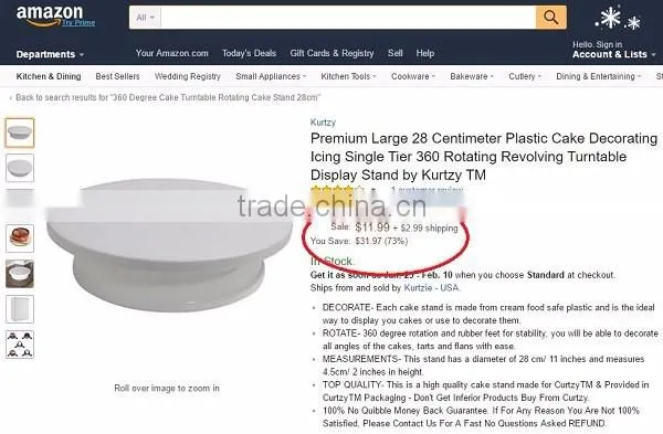 360 Degree Cake Turntable Rotating Cake Stand 28cm