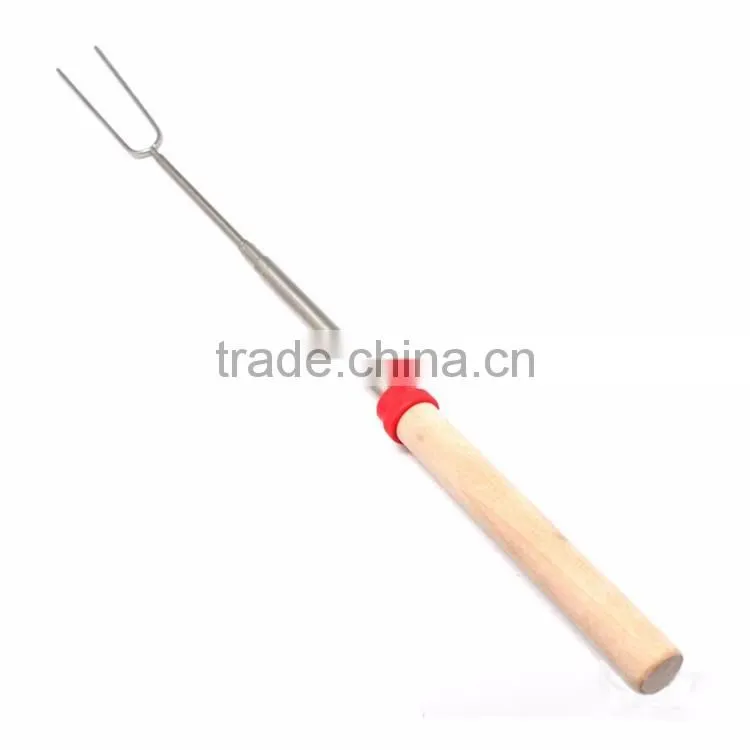 Steel outdoor bbq marshmallow roasting stick with flexible handle
