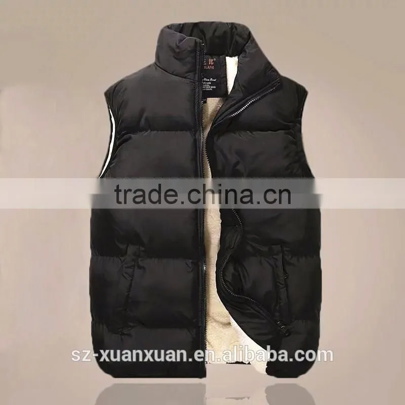 2016 custom winter warm casual thick down jacket waistcoat for men design