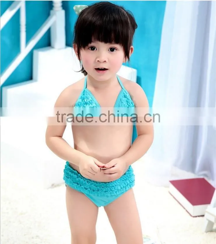Beautiful children summer beach solid color baby bikini kids girls chiffon bikini swim girl beach bikini