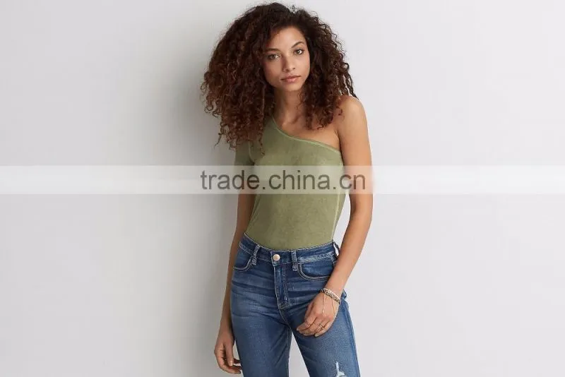 MGOO Sexy One Shoulder T-Shirt Summer Cotton Tank Tops Popular Wholesale Women Fashion Tops