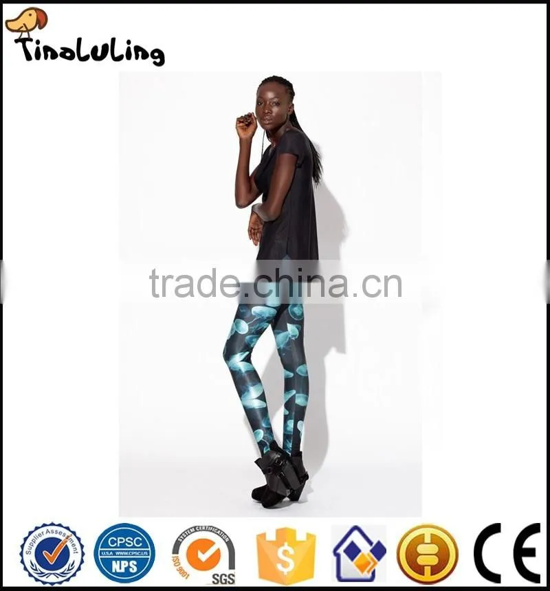 Leggings Slim Women Purple NEW YORK SKYELINE THE GREAT WAVE JELLYFISH Aquarium Beach Leggings Pants