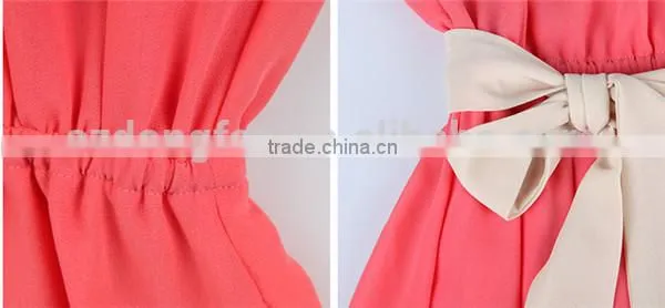 Ladylike Style Solid Color Bow Tie Dress From Dongfan Factory