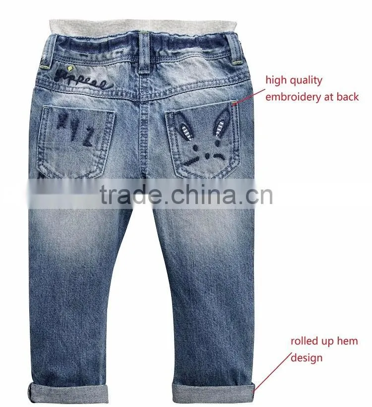 Wholesale high quality children jeans pants spring and autumn new kids new pattern jeans with embroidery decoration