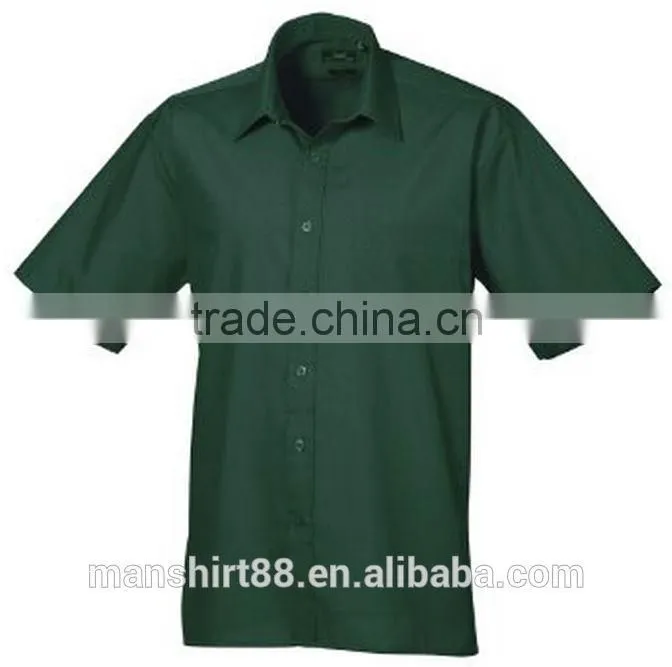 Mens Short Sleeve Formal Poplin Plain Work Shirt