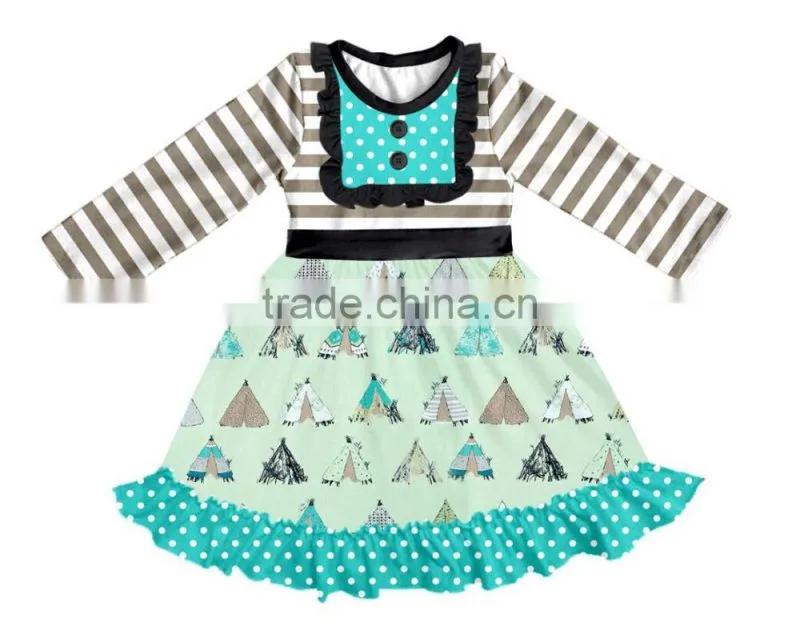 Printed with a beautiful pattern with the girl's dream of the same beautiful and generous cotton princess Christmas dress