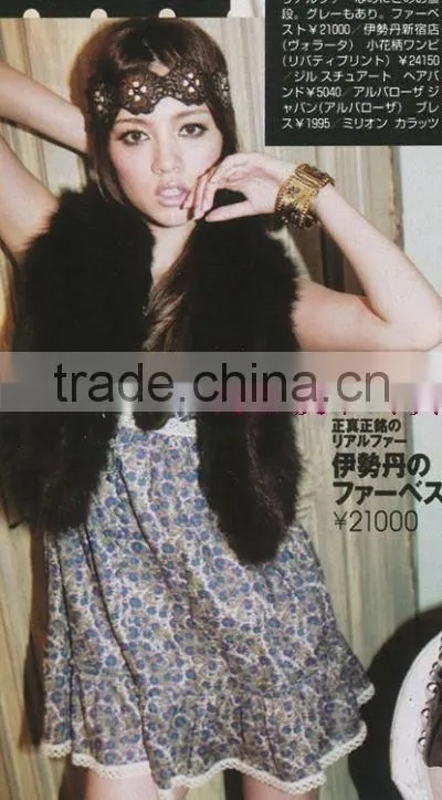 Y.ROGUSA Brand YR030A Genuine quality real belly fox fur vest for women