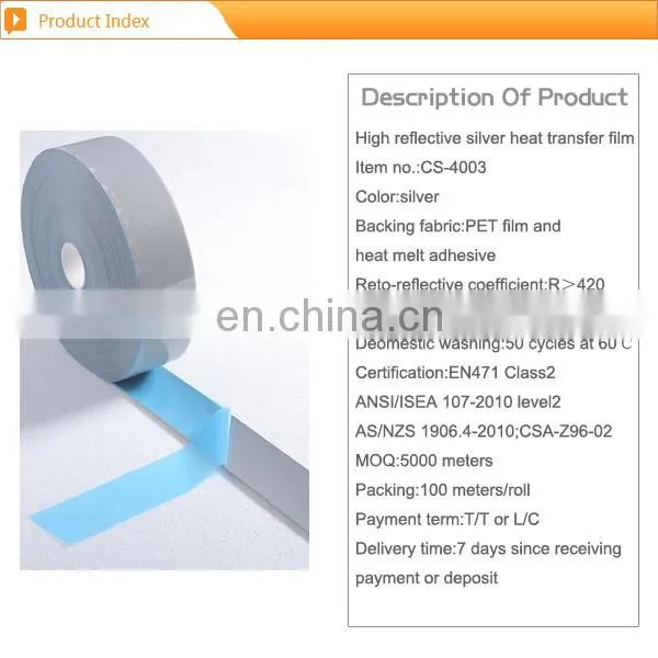 high visibility elastic heat transfer film for clothing