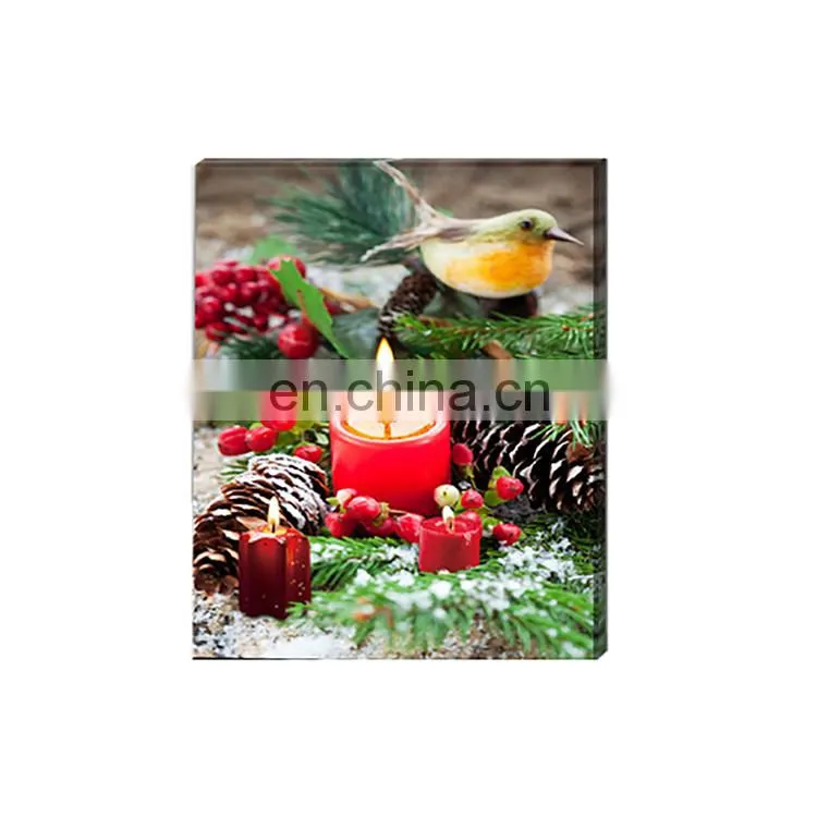 Wholesale christmas decorative painting wall art canvas painting with LED light