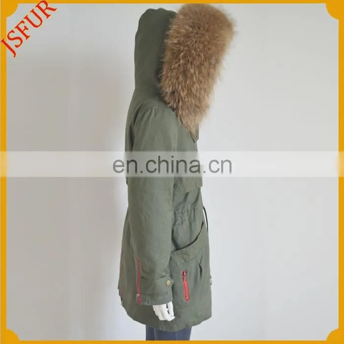 Jsfur Wholesale Genuine Fur Jacket With Real Fur Winter Women Parka