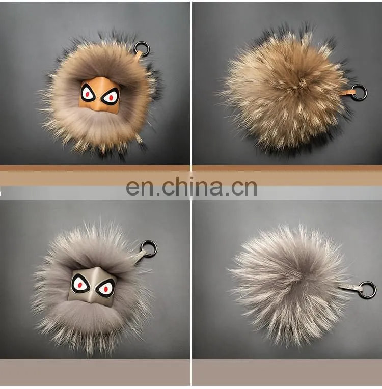 2015 High Quality Raccoon Fur Keychain for Bag Charm Monster Keychain