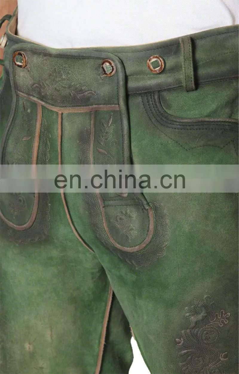 High Quality Bavarian leder Hosen, Trachten Lederhosen (short lederhosen)