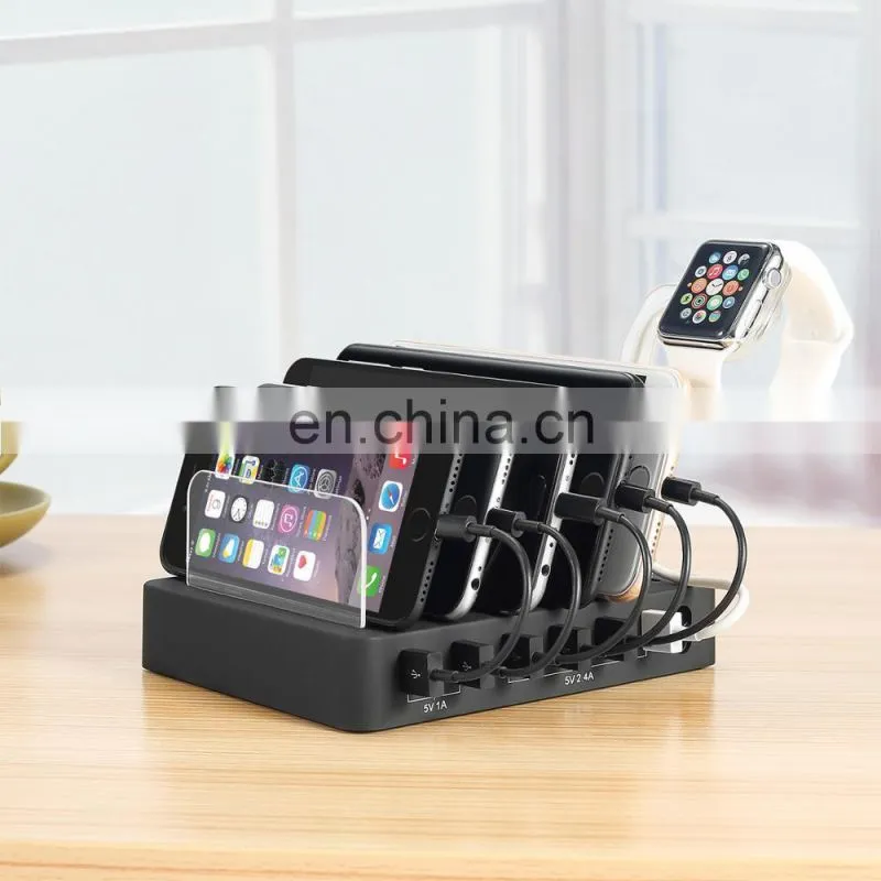 factory multi-function watch charge holder station restaurant cell phone tablet charging station organizer