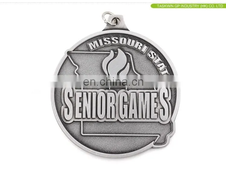 Gold silver bronze senior game sports award medallion custom metal medals