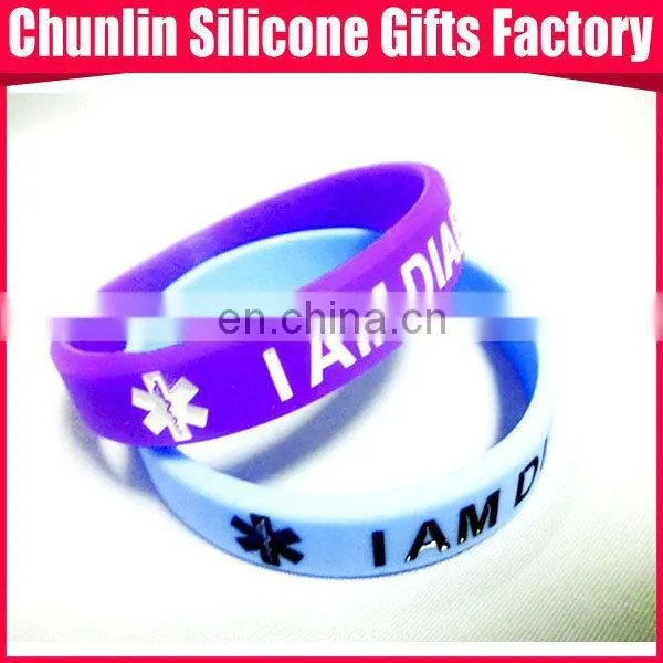 Diabetic silicone medical alert bracelet