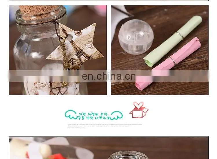 round shaped wishing glass bottle led light wishing bottle with Eiffel Tower charms for girlfriend gifts