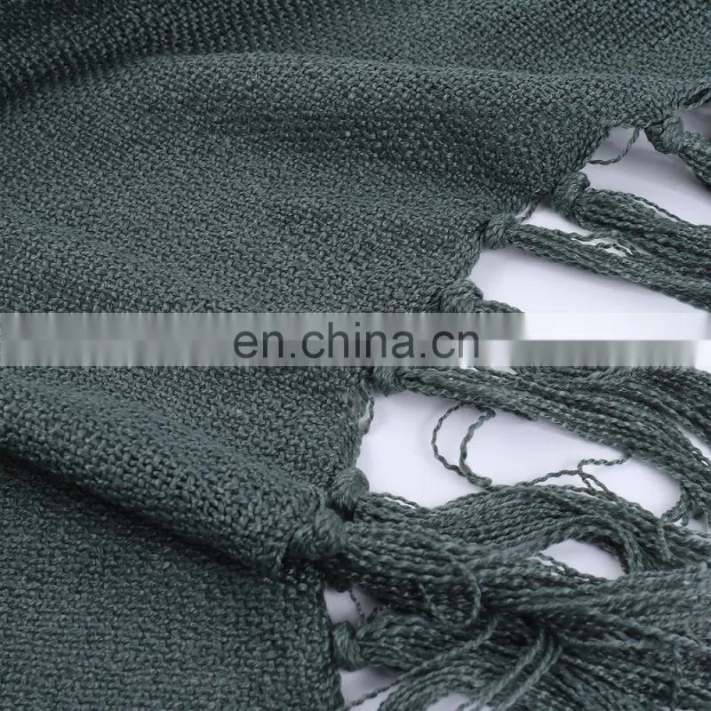 Solid Blanket Cross Woven Couch Throw Christmas Knitted Blankets with Decorative Fringe Lightweight for Bed or Sofa Decorative