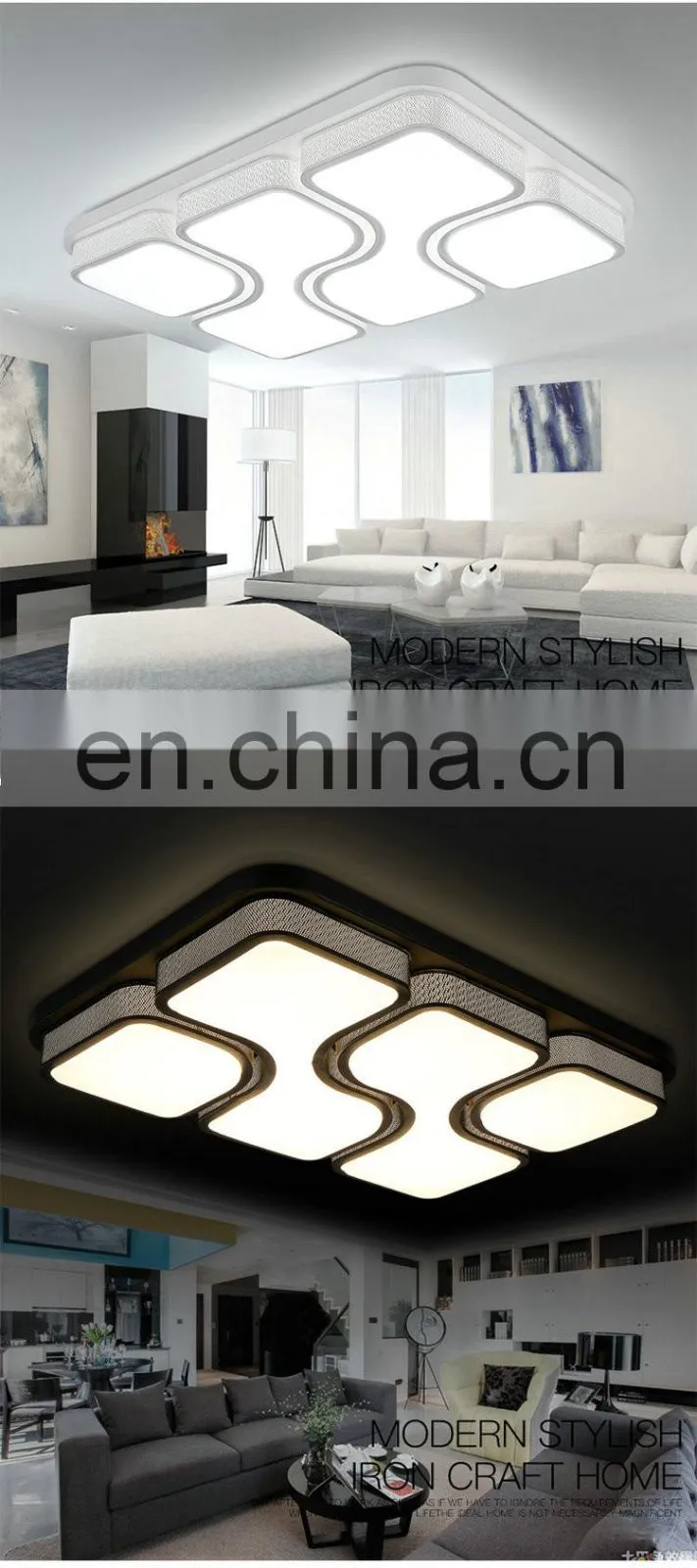 Atmospheric LED ceiling lamp warm dimmable rectangular lights for bedroom study room