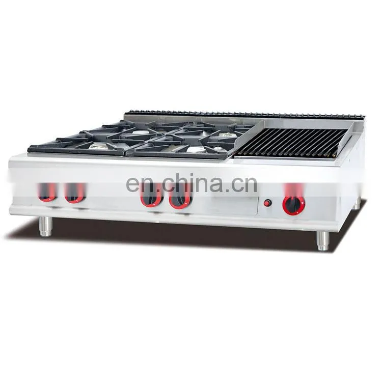 High quality Industrial gas cooking range with 4-burner &oven and griddle for hotel