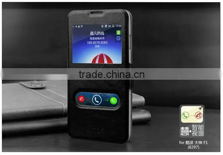 MOFi Case Celular Leather Flip Dot View Cover for Coolpad Dazen F1, Mobile Handset Coque Back Housing for Coolpad 8297