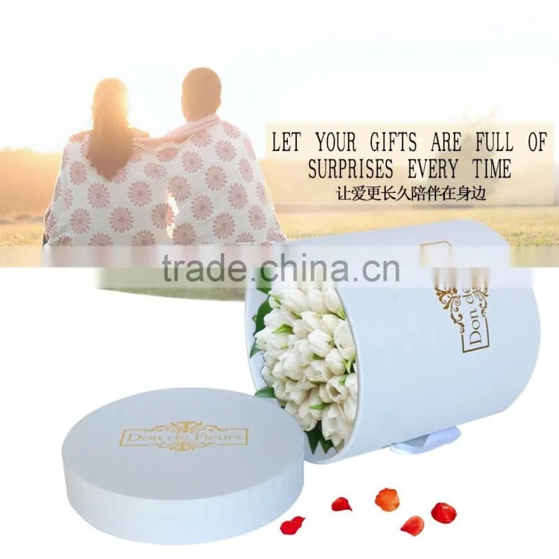 Wedding decoration paperboard gold stamping custom rose flower box