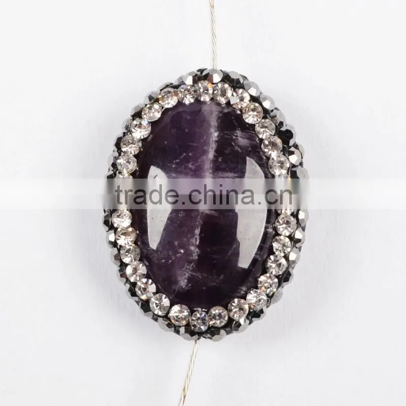 Wholesale natural raw uraguay amethyst beads boho CZ jewelry, black rosary druzy amethyst beads with zircon pave cap
