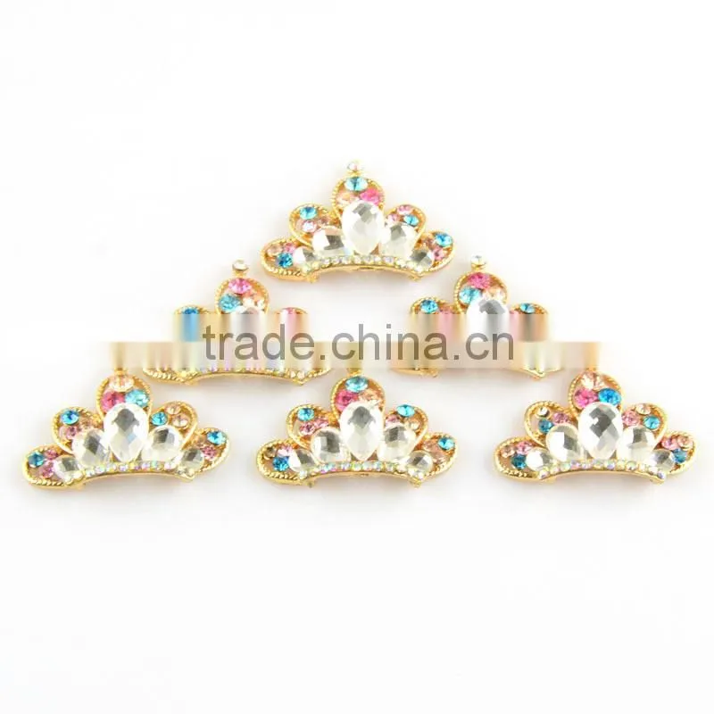 32mm Wholesales Gold Plating AAA Quality Alloy Crown Crystal Rhinestone Buttons for WeddingJewelry Garment Accessory