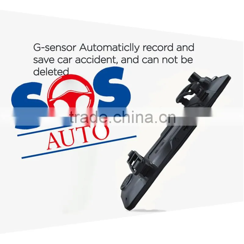 1080P Full HD 4.3" G-sensor Dual Lens Rearview Camera Car DVR Road Dash Video Rearview Mirror Cam with Night Vision