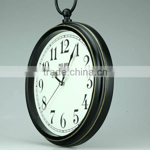 metal classical black with hanger cheap desk and table timepiece wall clock
