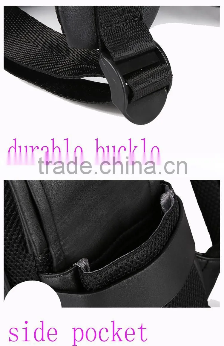 Fashion black pu coted canvas high quality school backpack bags