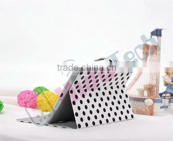 Color Dot Wallet Leather Case for iPad Mini with Buckle,For iPad Mini Dot Book Style Wallet Leather Case,With Card Slot & Buckle