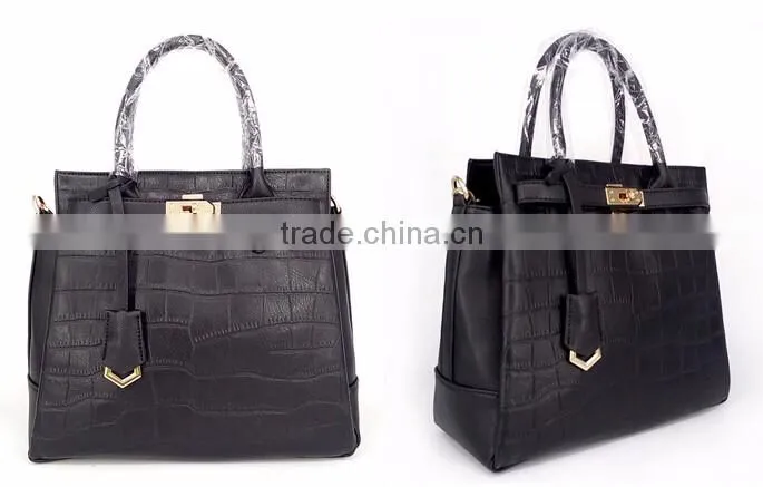 Classical croco ladies handbag set with outside wallet