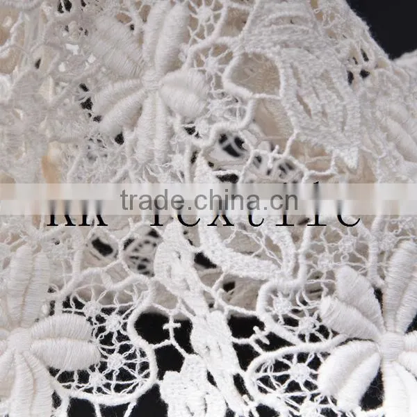 2014 Hottest embroidery fabric #8797 little flower white lace flower girl dress