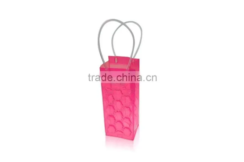 Decorative Pink PVC Wine Bottle Cooling Bag