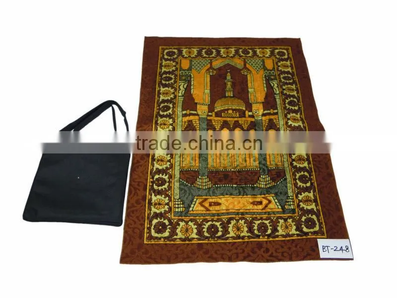 high quality muslim prayer carpet with bag fashion muslim carpet mat with bag