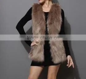 Mid-Length Brown Faux Fur Vest