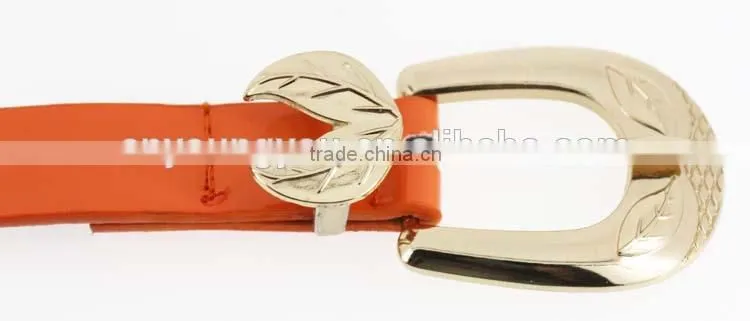 Women PU fashion dresses belt with shiny gold accessory in Yiwu